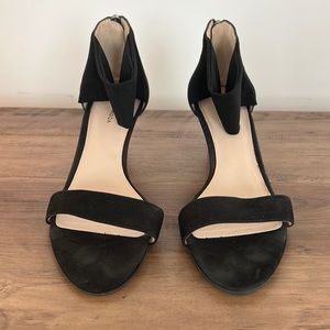 Open toe suede 2 inch heels
